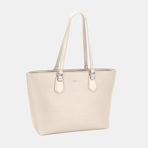 David Jones PU Leather Tote Bag Creamy White One Size fcae47db-28d3-48b3-8f94-611a9542dfba-Max Trendsi