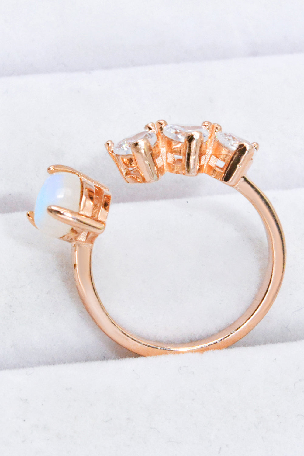 Natural Moonstone and Zircon Heart Open Ring fce03783610c46b1bce417ce83689995-Max Trendsi
