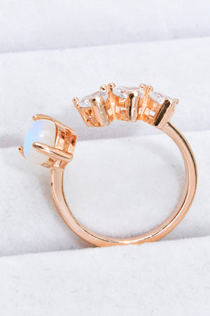 Natural Moonstone and Zircon Heart Open Ring fce03783610c46b1bce417ce83689995-Max Trendsi