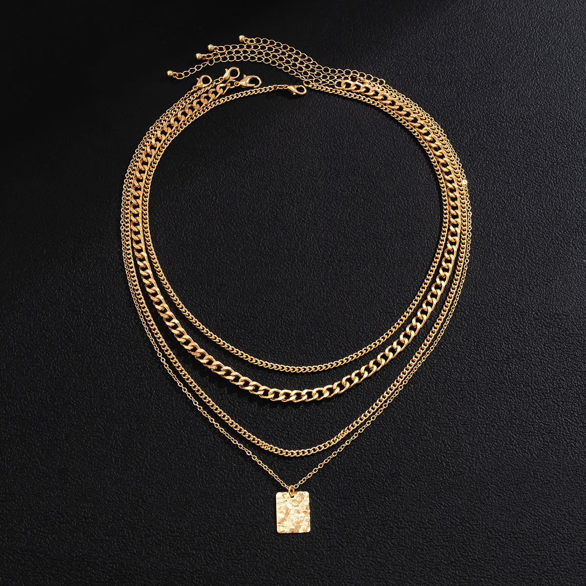 18K Gold Fashion Personality Square Pendant Design Hip Hop Necklace fd2d7aa4-a1ab-4100-b1d9-edb9af474073 Artshiney