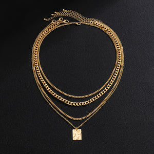 18K Gold Fashion Personality Square Pendant Design Hip Hop Necklace fd2d7aa4-a1ab-4100-b1d9-edb9af474073 Artshiney