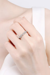 Moissanite Rhodium-Plated Half-Eternity Ring Silver fd566a55586c46929366170f99966108-Max Trendsi