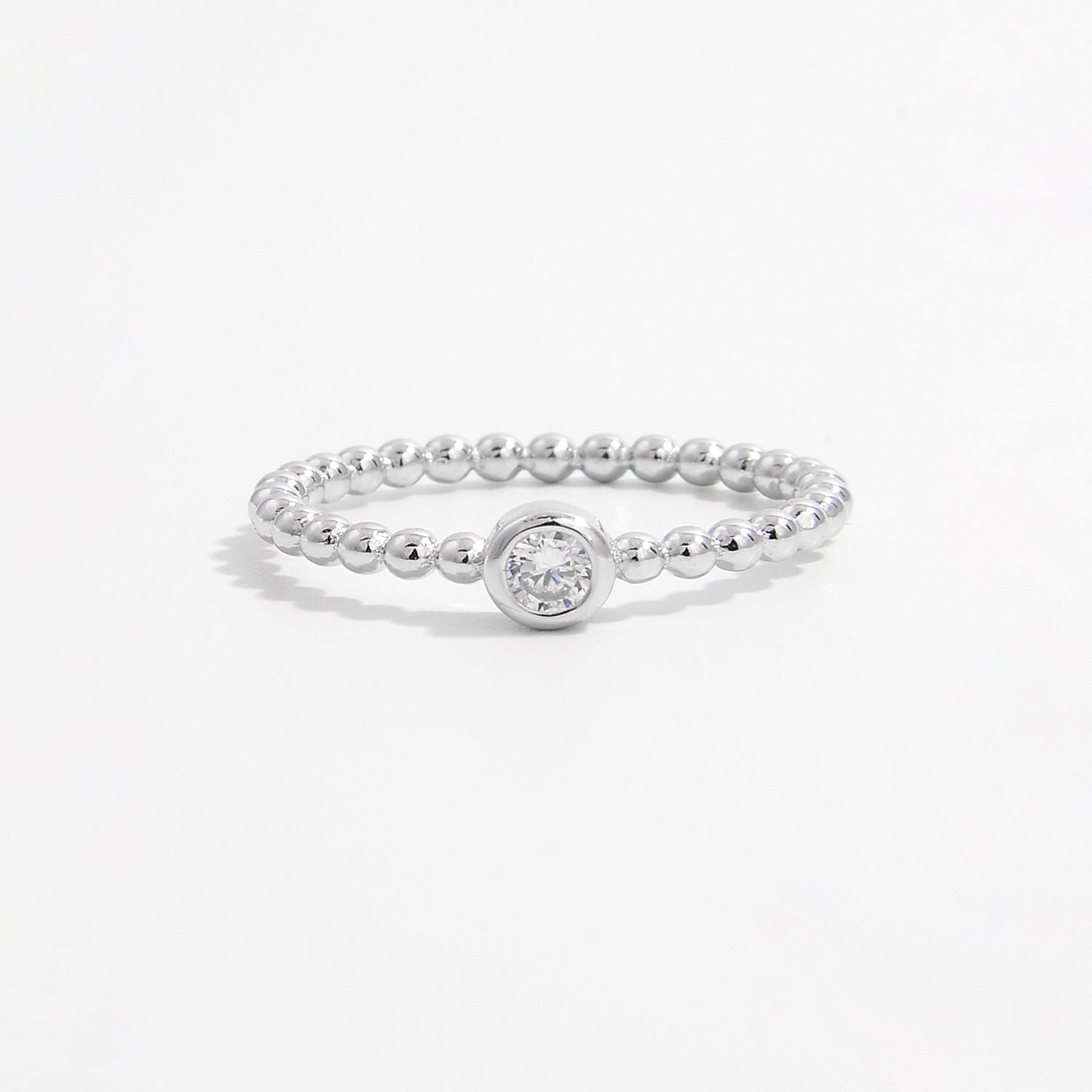 Zircon 925 Sterling Silver Bead Ring Silver fda852a4-9867-498c-b517-f9126eb9c529-Max Trendsi