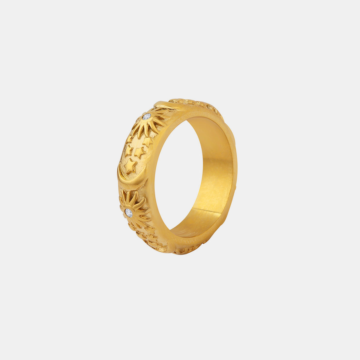 Titanium Steel Inlaid Zircon Embossed Ring fe069dff-1e27-402d-b599-310176aa81f1-Max Trendsi