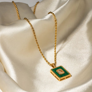 18K Gold Fashion Personalized Rectangular Gemstone Pendant Necklace fe26be69-ec72-4922-befb-490d0b6f71ea Glownestbest