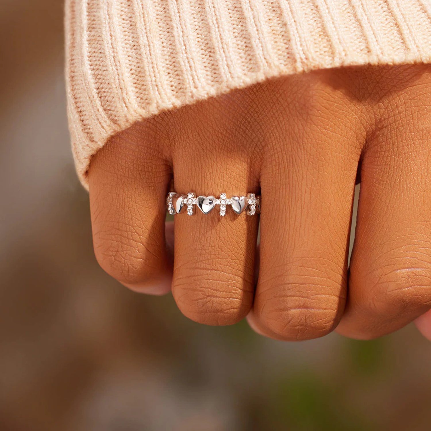 Heart Cross 925 Sterling Silver Ring fe386c8b-abfc-4706-8ad9-700ea8310b38-Max Trendsi