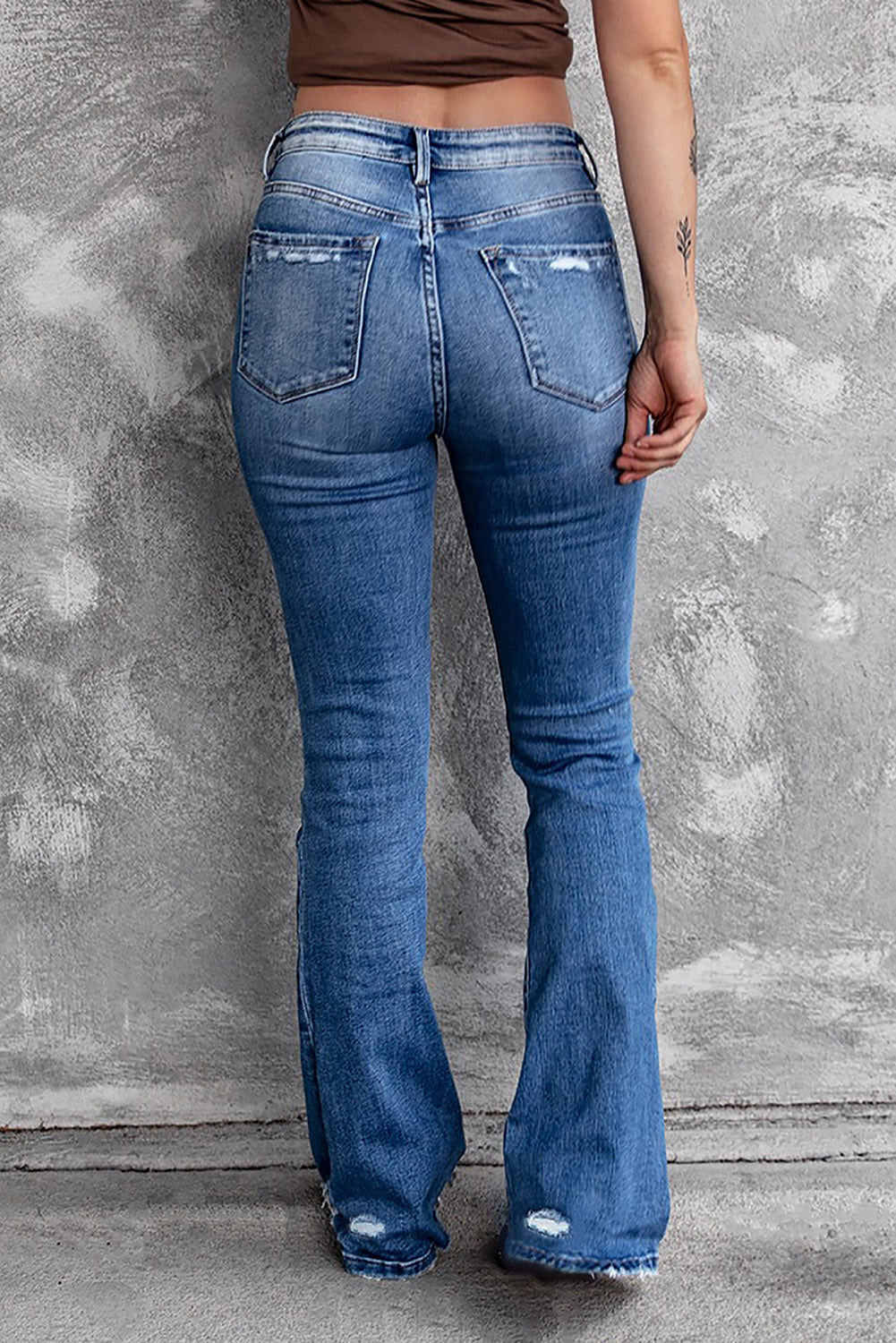 Sequin Bow Distressed Bootcut Jeans fe66ae9d-3ab8-4efc-a10e-72467388549f-Max Trendsi