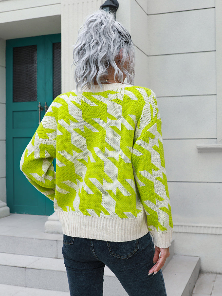 Houndstooth Button Down Cardigan fe69eca43f8b4a178fbfc0cd74fa125b-Max Glownestbest