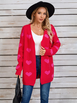 Heart Open Front Long Sleeve Cardigan fee71bd0-c90f-4c86-938b-1481b24c2fab-Max Glownestbest