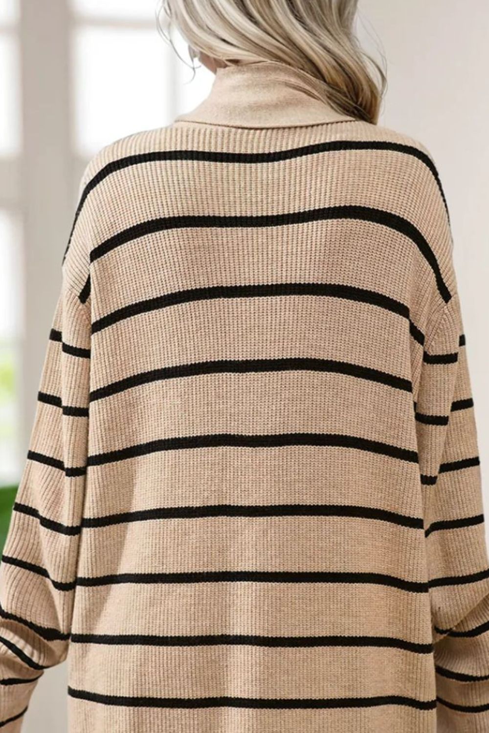 Striped Open Front Long Sleeve Cardigan ff340361-8118-4d7e-8fd2-558e8dedc9cd-Max Glownestbest