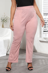 Plus Size Seamed Detail Plain Pants Dusty Pink ff7c2e9c69494e9da35f2a9a5b246fc2-Max Trendsi