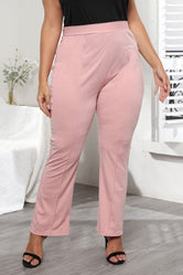 Plus Size Seamed Detail Plain Pants Dusty Pink ff7c2e9c69494e9da35f2a9a5b246fc2-Max Trendsi