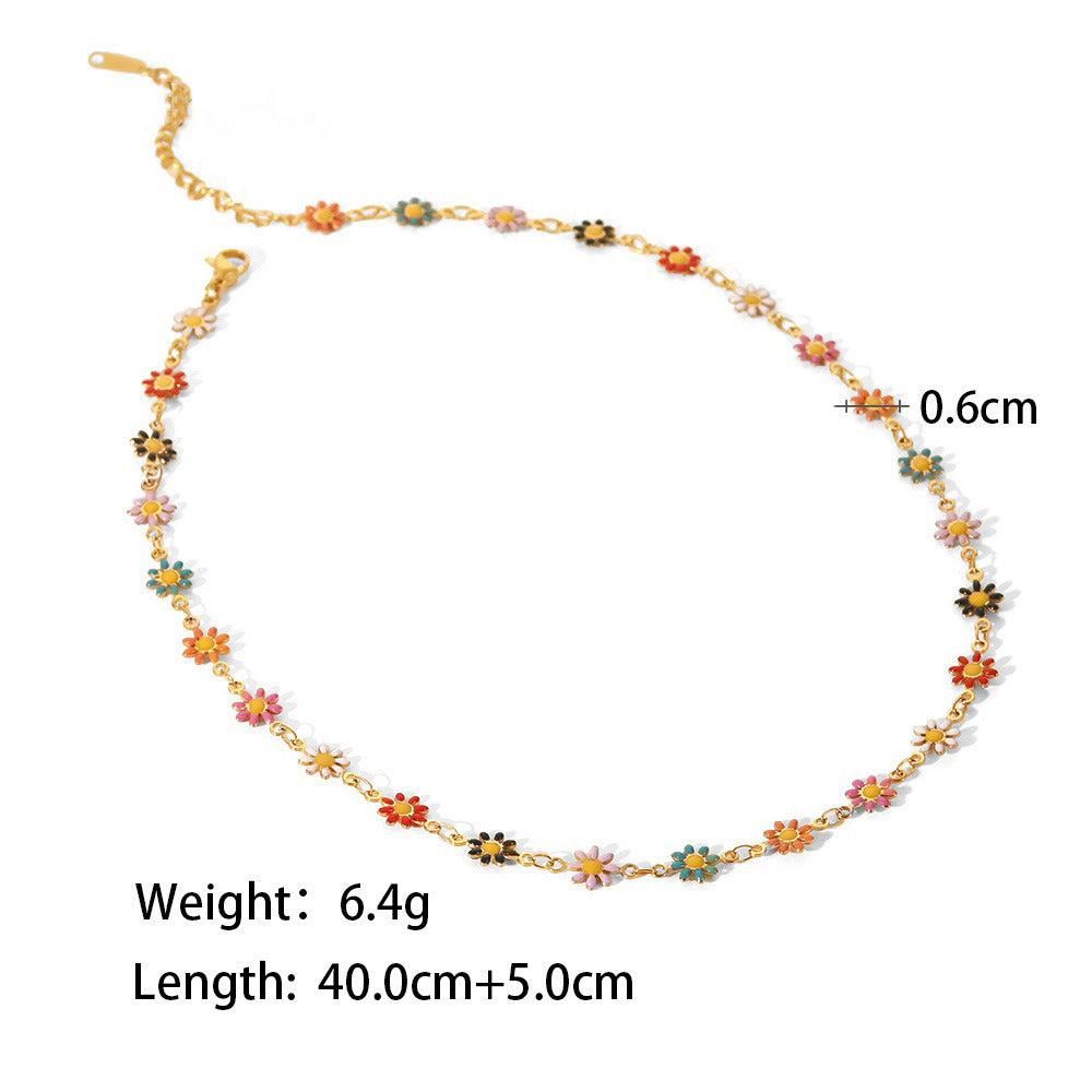 18K gold exquisite noble flower/daisy design light luxury style necklace bracelet ring earrings set Style J-Necklace-99-Color ff99a5b3-0771-44d6-875e-edf5d1805cbe Glownestbest