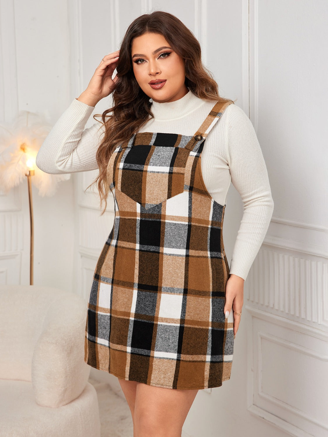 Honey Plus Size Plaid Wide Strap Overall Dress ffbb8194-ccfa-40b0-851e-2e0e7b2e848f-Max Glownestbest
