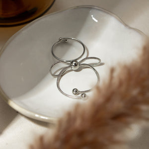 Stainless Steel Silver-Plated Bow Ring ffd00381-75d2-4256-b5fa-73ec26efa553-Max Trendsi