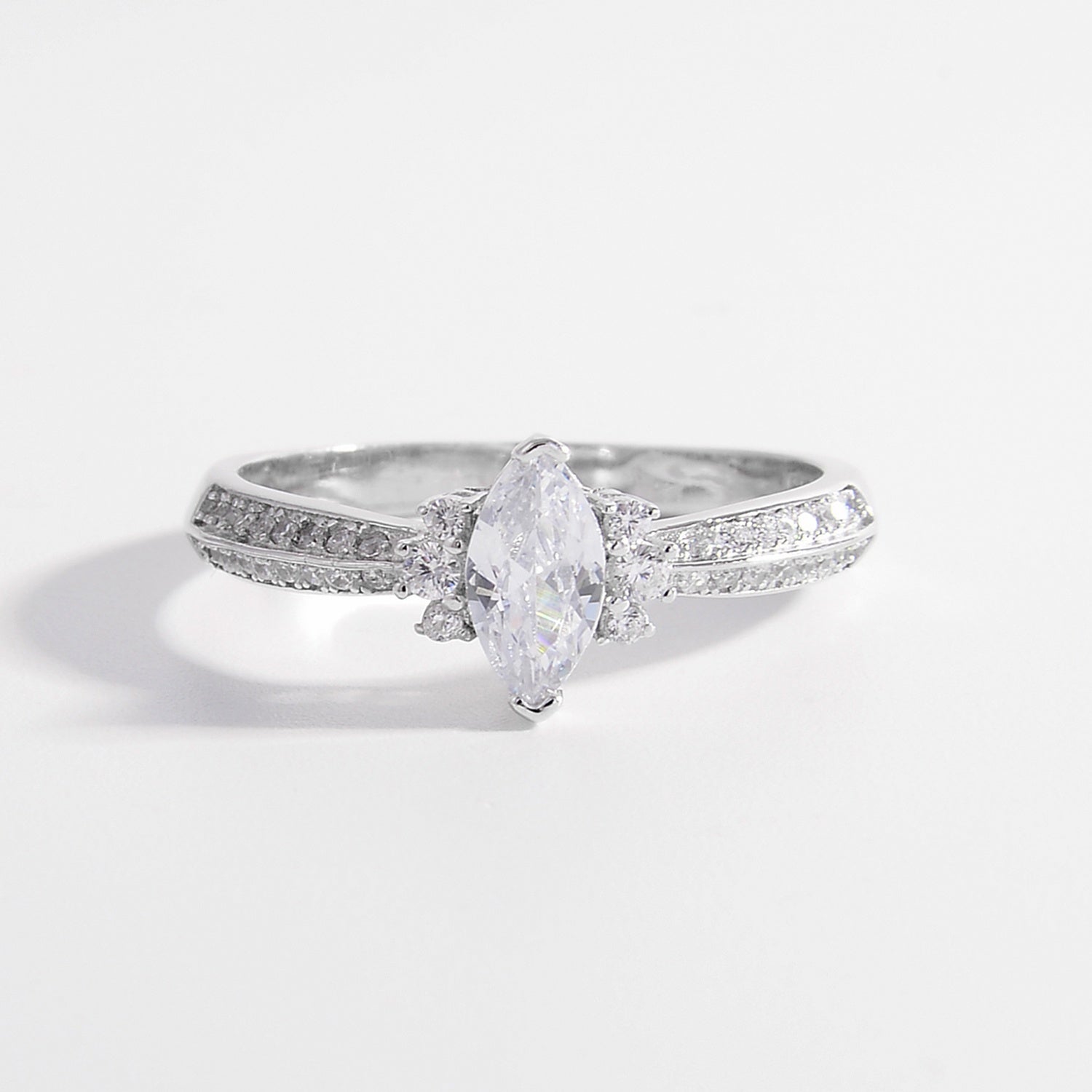 925 Sterling Silver Inlaid Zircon Ring Silver ffd42e9a-d7d7-4c2a-bac2-ba73793d930f-Max Trendsi