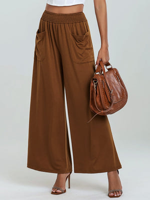 Pocketed Elastic Waist Wide Leg Pants ffd6a517-ed81-4c33-86e8-77fdad4e4200-Max Trendsi