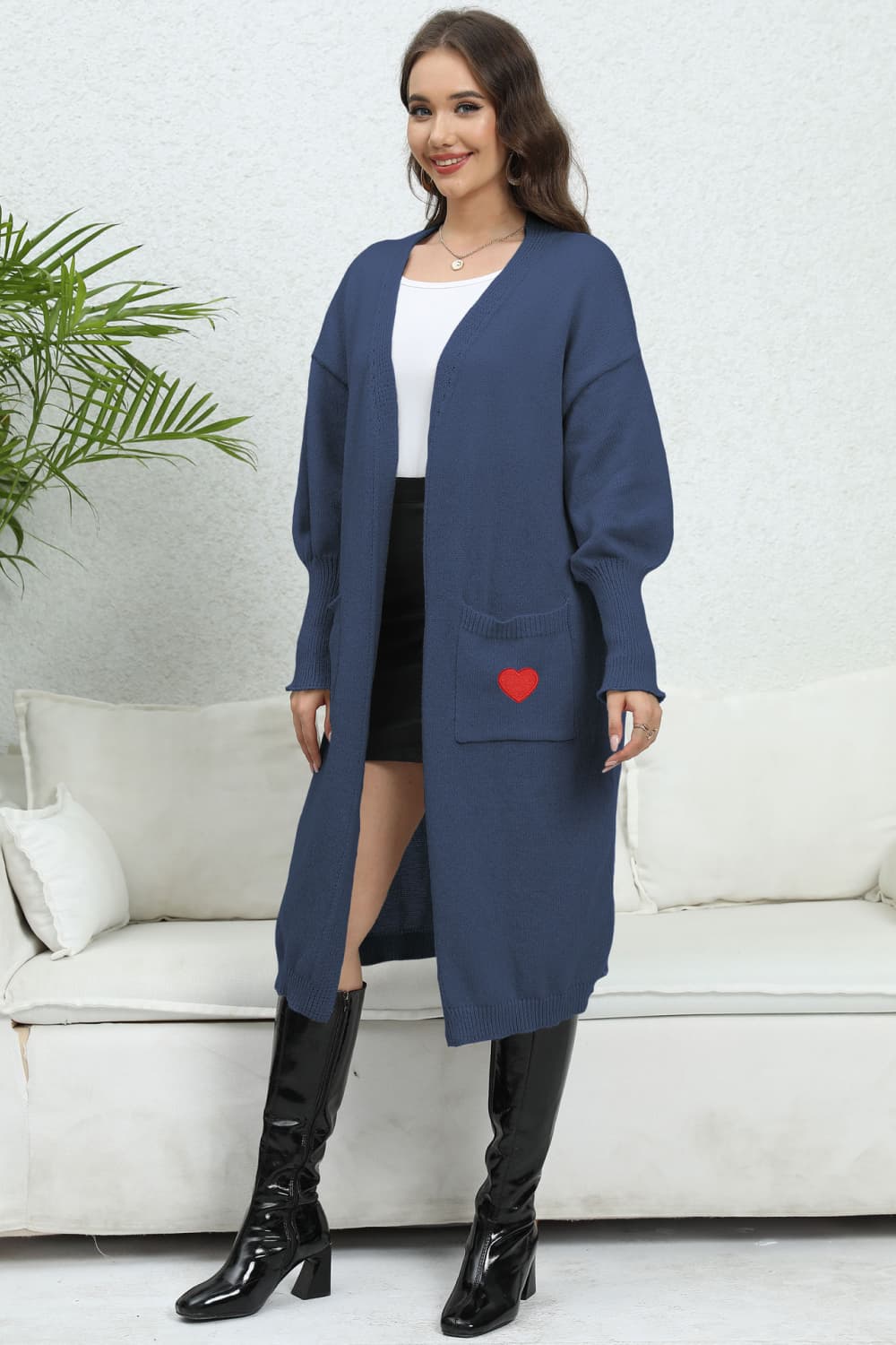 Lantern Sleeve Open Front Pocketed Cardigan ffeeee9fec564015b3a25d8cc3124442-Max Glownestbest